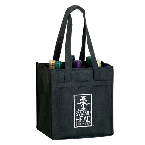 Custom Printed Wine Tote Bag - 6 Bottle Non-Woven Tote (10"x7"x11") - Screen Print - VINE6-SP